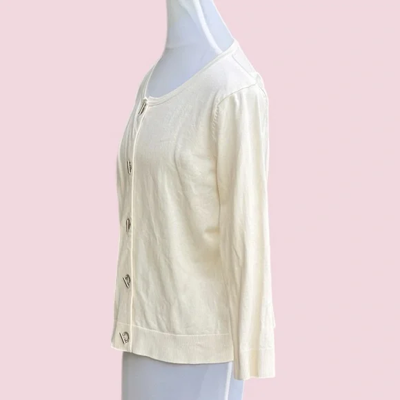 philosophy Cream Off White Light Knit Jacket Cardigan Large Lg - Picture 2 of 9
